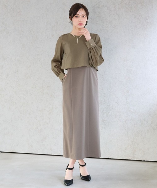 Andemiu(アンデミュウ)の「【セットアップ対応/コーデ完成】2Pブラウス×キャミワンピース325740(ワンピース・レディース・キャメル/ベージュ/ブラック・FREE)」の15枚目の写真