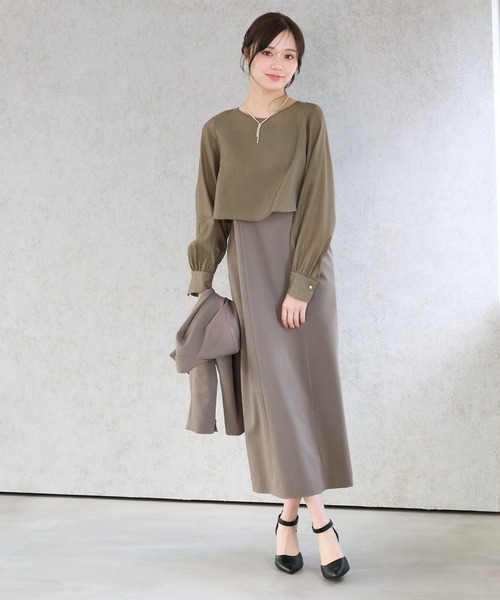 Andemiu(アンデミュウ)の「【セットアップ対応/コーデ完成】2Pブラウス×キャミワンピース325740(ワンピース・レディース・キャメル/ベージュ/ブラック・FREE)」の17枚目の写真