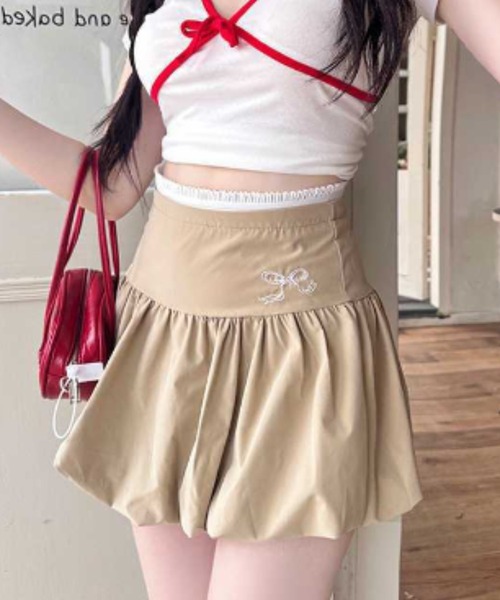 Vipoa(ヴィポア)の「ワンポイントribbonバルーンスカート(スカート・レディース・ベージュ/グレー/ブラック・MEDIUM/SMALL)」の17枚目の写真