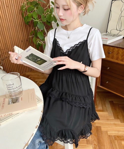 キャミワンピ レース フリル☆。.:＊・゜ メール便】レースフリルキャミワンピース – レディース
