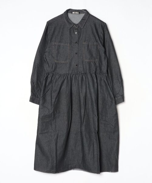 FREE STYLISTS(フリー スタイリスト)の「デニムシャツワンピース(シャツワンピース・レディース・ブルー/ブラック・M/L/XL/2XL)」の2枚目の写真