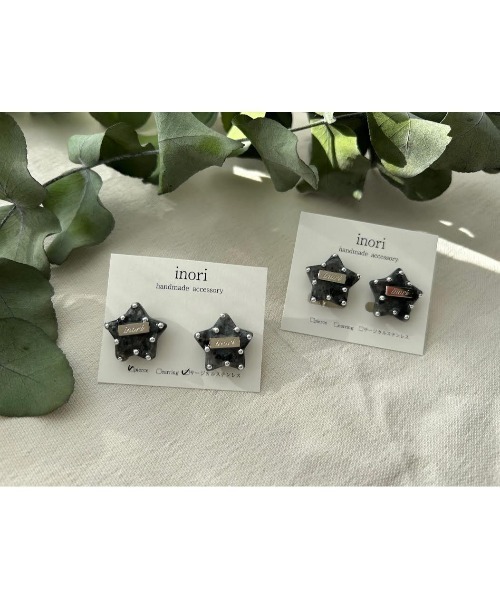 tone(トーン)の「【inori】天然石スタッズmini(お星さま)(MA)(イヤリング・レディース・ホワイト×ゴールド/ホワイト×シルバー/ブラック×シルバー/ブラック×ゴールド・FREE)」の3枚目の写真