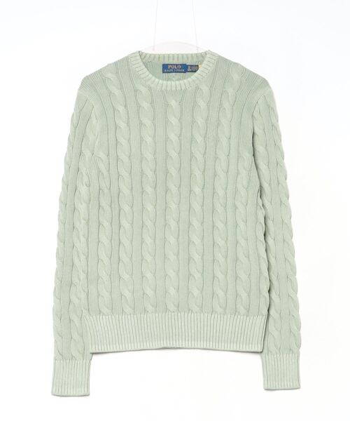 Polo Ralph Lauren ケーブルニットセーター XL ミントグリーン セール】ケーブルニット ミネラルダイド コットン セーター