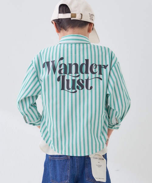 CIAOPANIC TYPY（チャオパニックティピー）の「【KIDS】バックロゴアソートストライプ柄シャツ（シャツ/ブラウス・キッズ・サックスブルー/グリーン/イエロー・MEDIUM/SMALL/XX-LARGE/X-LARGE/LARGE）」の2枚目の写真