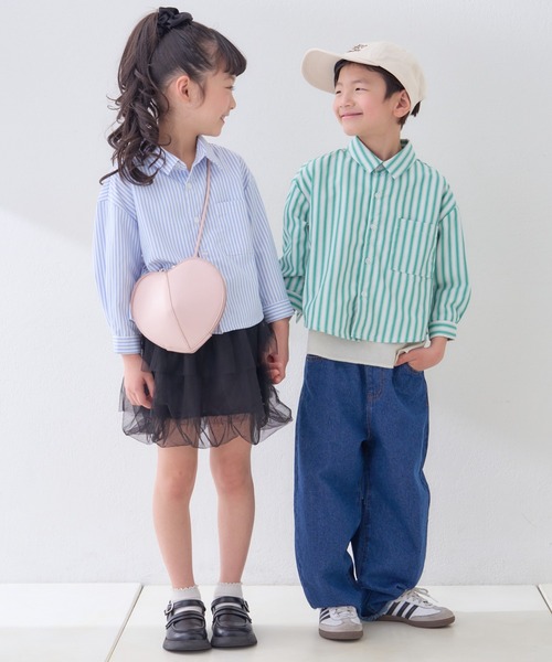CIAOPANIC TYPY（チャオパニックティピー）の「【KIDS】バックロゴアソートストライプ柄シャツ（シャツ/ブラウス・キッズ・サックスブルー/グリーン/イエロー・MEDIUM/SMALL/XX-LARGE/X-LARGE/LARGE）」の13枚目の写真