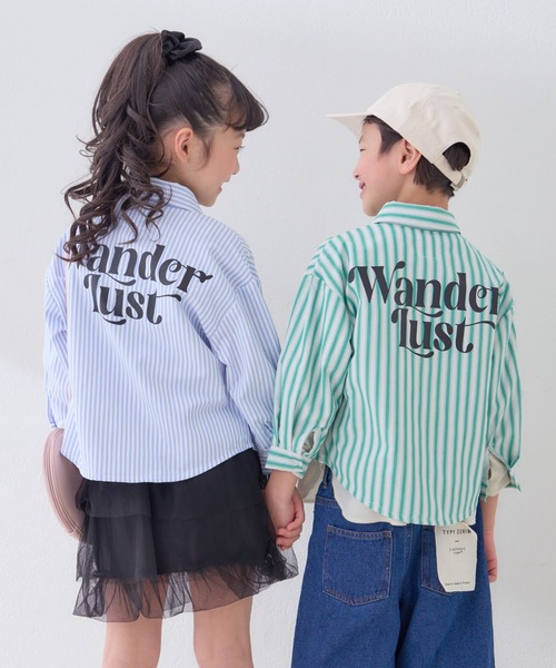 CIAOPANIC TYPY（チャオパニックティピー）の「【KIDS】バックロゴアソートストライプ柄シャツ（シャツ/ブラウス・キッズ・サックスブルー/グリーン/イエロー・MEDIUM/SMALL/XX-LARGE/X-LARGE/LARGE）」の12枚目の写真