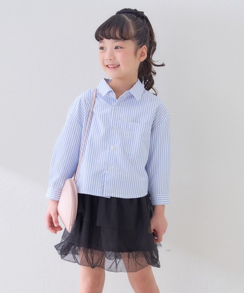 CIAOPANIC TYPY（チャオパニックティピー）の「【KIDS】バックロゴアソートストライプ柄シャツ（シャツ/ブラウス・キッズ・サックスブルー/グリーン/イエロー・MEDIUM/SMALL/XX-LARGE/X-LARGE/LARGE）」の9枚目の写真