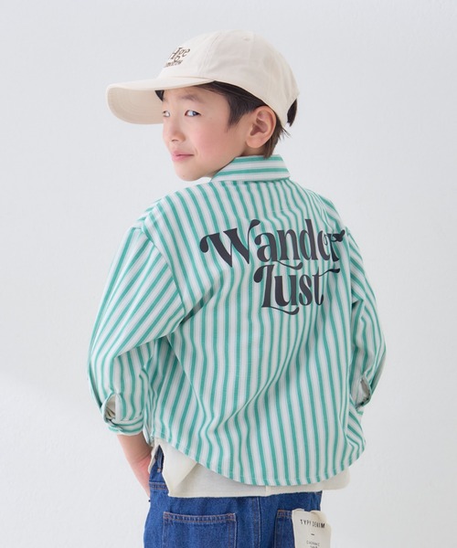 CIAOPANIC TYPY（チャオパニックティピー）の「【KIDS】バックロゴアソートストライプ柄シャツ（シャツ/ブラウス・キッズ・サックスブルー/グリーン/イエロー・MEDIUM/SMALL/XX-LARGE/X-LARGE/LARGE）」の4枚目の写真
