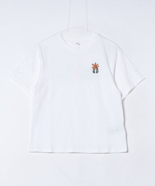 PUMA(プーマ)の「【別注】プーマ PUMA ESS DBL FACE KNIT LOGO TEE BAC 限定コラボ(Tシャツ/カットソー・レディース・ホワイト/ブラック/ブルー・S/M/L/XL)」の1枚目の写真