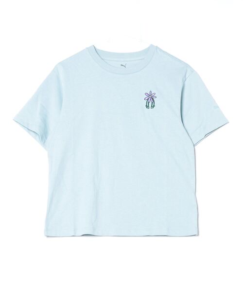 PUMA(プーマ)の「【別注】プーマ PUMA ESS DBL FACE KNIT LOGO TEE BAC 限定コラボ(Tシャツ/カットソー・レディース・ホワイト/ブラック/ブルー・S/M/L/XL)」の3枚目の写真