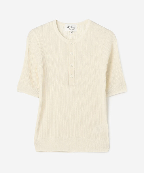 LE GLAZIK（ルグラジック）の「LE GLAZIK | ランダムリブ ヘンリーネックプルオーバー WOMEN（ニット/セーター・レディース・アイボリー/チャコール・36）」の2枚目の写真