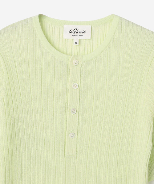 LE GLAZIK（ルグラジック）の「LE GLAZIK | ランダムリブ ヘンリーネックプルオーバー WOMEN（ニット/セーター・レディース・アイボリー/チャコール・36）」の6枚目の写真