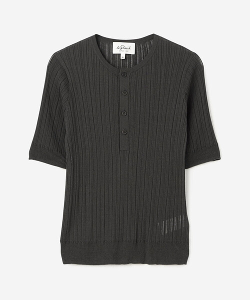 LE GLAZIK（ルグラジック）の「LE GLAZIK | ランダムリブ ヘンリーネックプルオーバー WOMEN（ニット/セーター・レディース・アイボリー/チャコール・36）」の3枚目の写真