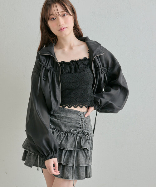 OLIVE des OLIVE(オリーブデオリーブ)の「レースキャミ(キャミソール・レディース・オフホワイト/ブラック・FREE)」の3枚目の写真