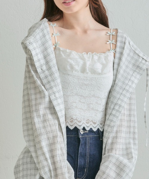 OLIVE des OLIVE(オリーブデオリーブ)の「レースキャミ(キャミソール・レディース・オフホワイト/ブラック・FREE)」の14枚目の写真