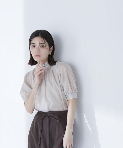@ ナチュラルビューティーベーシック ハイネック ブラウス シャツ 長袖 NATURAL BEAUTY BASIC ブラウス シャツ 「WEB限定カラー：ピンク