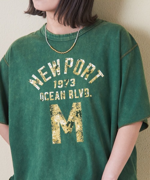 セール】トンプキン天竺ケミカル加工ロゴプリントTシャツ（T