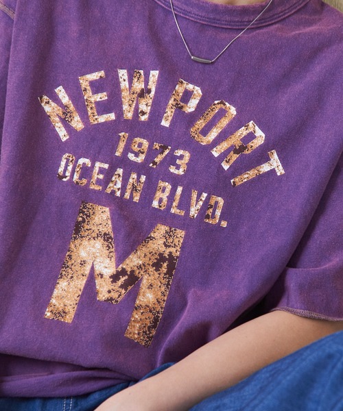 CUBE SUGAR（キューブシュガー）の「トンプキン天竺ケミカル加工ロゴプリントTシャツ（Tシャツ/カットソー・レディース・ブラック/マルチ/ナチュラル/パープル/グリーン・M）」の7枚目の写真