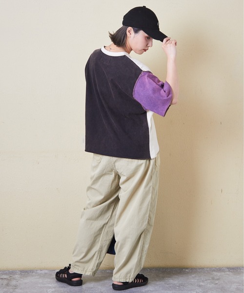 CUBE SUGAR（キューブシュガー）の「トンプキン天竺ケミカル加工ロゴプリントTシャツ（Tシャツ/カットソー・レディース・ブラック/マルチ/ナチュラル/パープル/グリーン・M）」の16枚目の写真