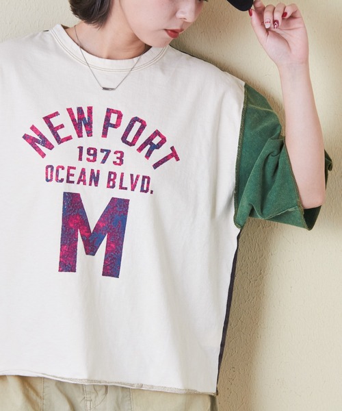 CUBE SUGAR（キューブシュガー）の「トンプキン天竺ケミカル加工ロゴプリントTシャツ（Tシャツ/カットソー・レディース・ブラック/マルチ/ナチュラル/パープル/グリーン・M）」の14枚目の写真