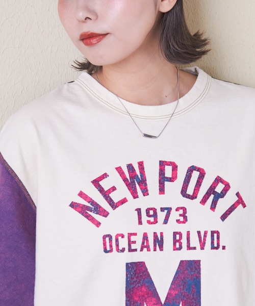 CUBE SUGAR（キューブシュガー）の「トンプキン天竺ケミカル加工ロゴプリントTシャツ（Tシャツ/カットソー・レディース・ブラック/マルチ/ナチュラル/パープル/グリーン・M）」の11枚目の写真