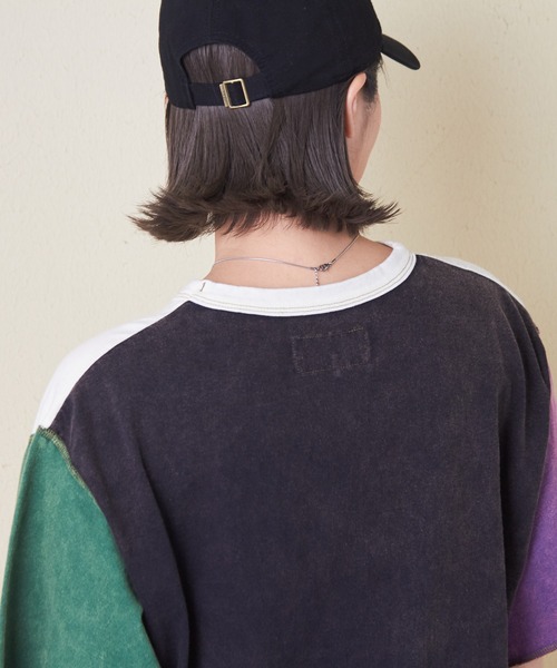 CUBE SUGAR（キューブシュガー）の「トンプキン天竺ケミカル加工ロゴプリントTシャツ（Tシャツ/カットソー・レディース・ブラック/マルチ/ナチュラル/パープル/グリーン・M）」の17枚目の写真