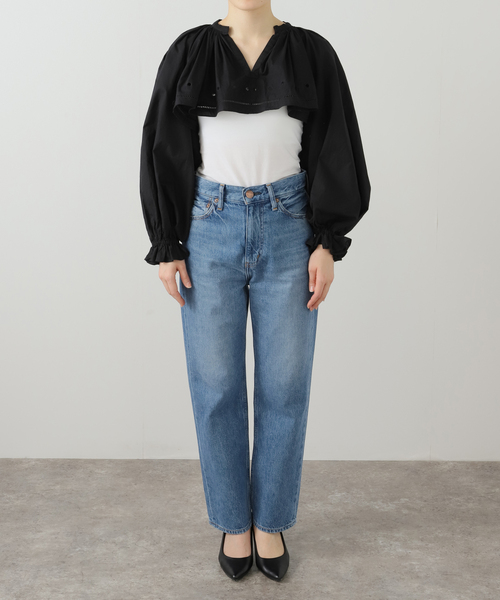 トップス crinkle crinkle crinkle cotton frill coller shirts │ BLACK