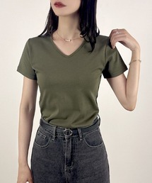 【柔らかな綿100%フライス素材】ベーシックVネック半袖Tシャツ