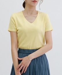 【柔らかな綿100%フライス素材】ベーシックVネック半袖Tシャツ