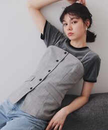 OPAQUE.CLIP | メランジビスチェ風ジレ／セットアップ対応可【洗濯機洗い可】(ベスト)