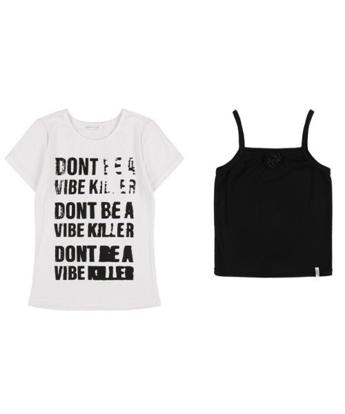 【FANCY CLUB】3-WAY LETTERING CORSAGE TEE ★韓国人気★追跡付 セール】【FANCY CLUB】3-WAY LETTERING CORSAGE TEE（Tシャツ
