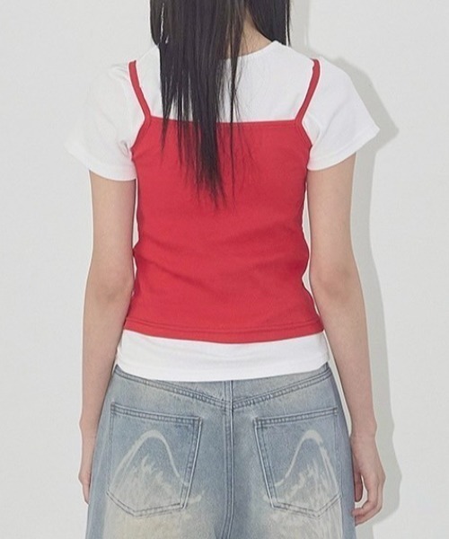 【FANCY CLUB】3-WAY LETTERING CORSAGE TEE ★韓国人気★追跡付 セール】【FANCY CLUB】3-WAY LETTERING CORSAGE TEE（Tシャツ
