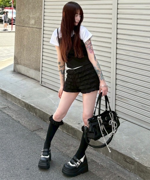 セール】【FANCY CLUB】3-WAY LETTERING CORSAGE TEE（Tシャツ