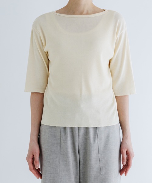 tシャツ MEYAME/メヤメ　リブハーフスリーブTEE　RIB HALF SLEEVE TEE レディース MEYAME/メヤメ リブハーフスリーブTEE RIB HALF SLEEVE TEE（T