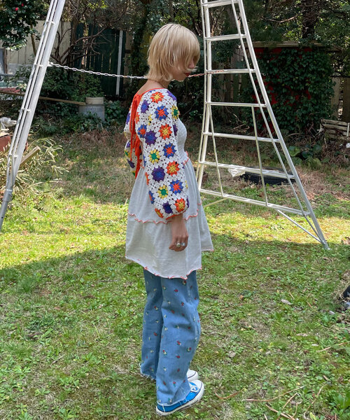 HELLO.SANFRANCISCO（ハローサンフランシスコ）の「【HELLO.SANFRANCISCO/ハローサンフランシスコ】クロシェボレロ付きキャミチュニックワンピ（チュニック・レディース・アイボリー/ブラック・ONE SIZE）」の8枚目の写真