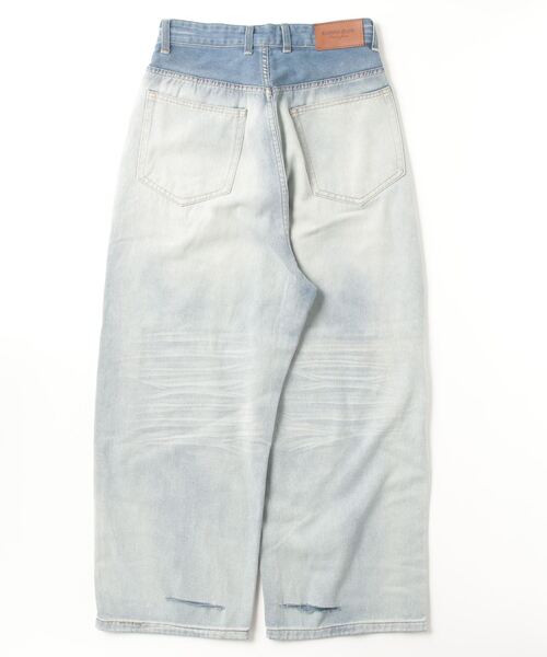 JCAESAR DIRTY DENIMSダメージ加工ホワイトデニム ワイドパンツ