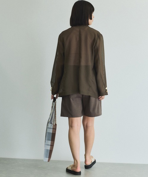 VICKY（ビッキー）の「メッシュダブルテーラージャケット≪手洗い可能≫（テーラードジャケット・レディース・ブラウン/ブラック・M）」の5枚目の写真