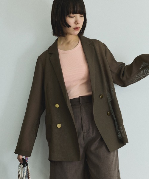 VICKY（ビッキー）の「メッシュダブルテーラージャケット≪手洗い可能≫（テーラードジャケット・レディース・ブラウン/ブラック・M）」の8枚目の写真