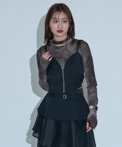 Ellno de Mavie（エルノデメヴィ）の「デザインシアートップス（Tシャツ/カットソー・レディース・ブラック/ブルーグレー/ブラック系その他・FREE）」の3枚目の写真