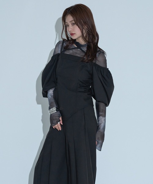 Ellno de Mavie（エルノデメヴィ）の「デザインシアートップス（Tシャツ/カットソー・レディース・ブラック/ブルーグレー/ブラック系その他・FREE）」の17枚目の写真