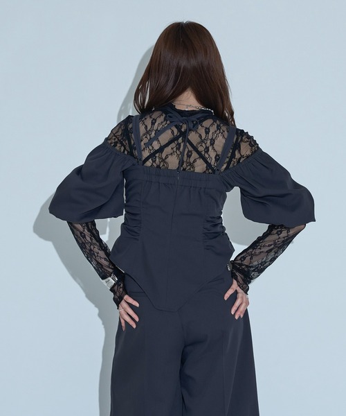 Ellno de Mavie（エルノデメヴィ）の「デザインシアートップス（Tシャツ/カットソー・レディース・ブラック/ブルーグレー/ブラック系その他・FREE）」の10枚目の写真