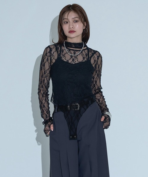 Ellno de Mavie（エルノデメヴィ）の「デザインシアートップス（Tシャツ/カットソー・レディース・ブラック/ブルーグレー/ブラック系その他・FREE）」の5枚目の写真