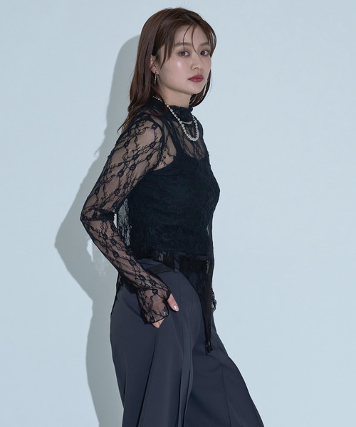 Ellno de Mavie（エルノデメヴィ）の「デザインシアートップス（Tシャツ/カットソー・レディース・ブラック/ブルーグレー/ブラック系その他・FREE）」の6枚目の写真