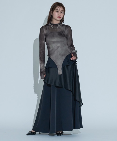 Ellno de Mavie（エルノデメヴィ）の「デザインシアートップス（Tシャツ/カットソー・レディース・ブラック/ブルーグレー/ブラック系その他・FREE）」の14枚目の写真