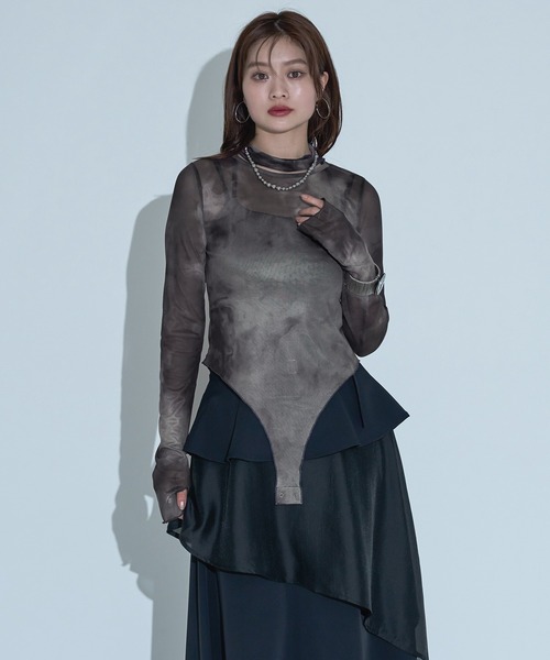 Ellno de Mavie（エルノデメヴィ）の「デザインシアートップス（Tシャツ/カットソー・レディース・ブラック/ブルーグレー/ブラック系その他・FREE）」の12枚目の写真