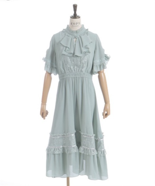 カメオ付フレア袖ワンピース axes femme カメオ付フレア袖ワンピース | レディース服・レディース