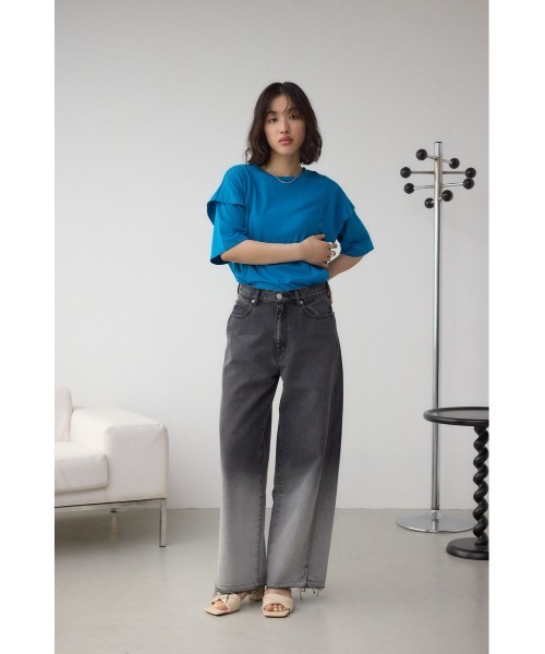 AZUL by moussy(アズールバイマウジー)の「【サイズ,身長別画像あり】AZUL DENIM グラデーションワイドデニム(デニムパンツ・レディース・ブラック・SMALL/MEDIUM)」の3枚目の写真
