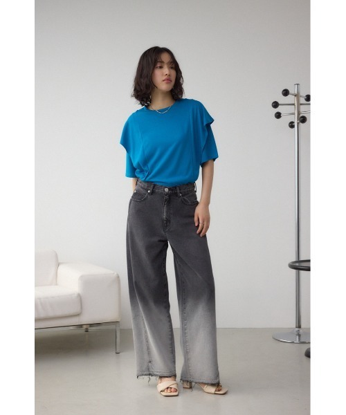 AZUL by moussy(アズールバイマウジー)の「【サイズ,身長別画像あり】AZUL DENIM グラデーションワイドデニム(デニムパンツ・レディース・ブラック・SMALL/MEDIUM)」の4枚目の写真