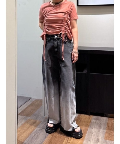 AZUL by moussy(アズールバイマウジー)の「【サイズ,身長別画像あり】AZUL DENIM グラデーションワイドデニム(デニムパンツ・レディース・ブラック・SMALL/MEDIUM)」の15枚目の写真