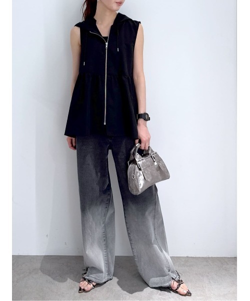 AZUL by moussy(アズールバイマウジー)の「【サイズ,身長別画像あり】AZUL DENIM グラデーションワイドデニム(デニムパンツ・レディース・ブラック・SMALL/MEDIUM)」の16枚目の写真